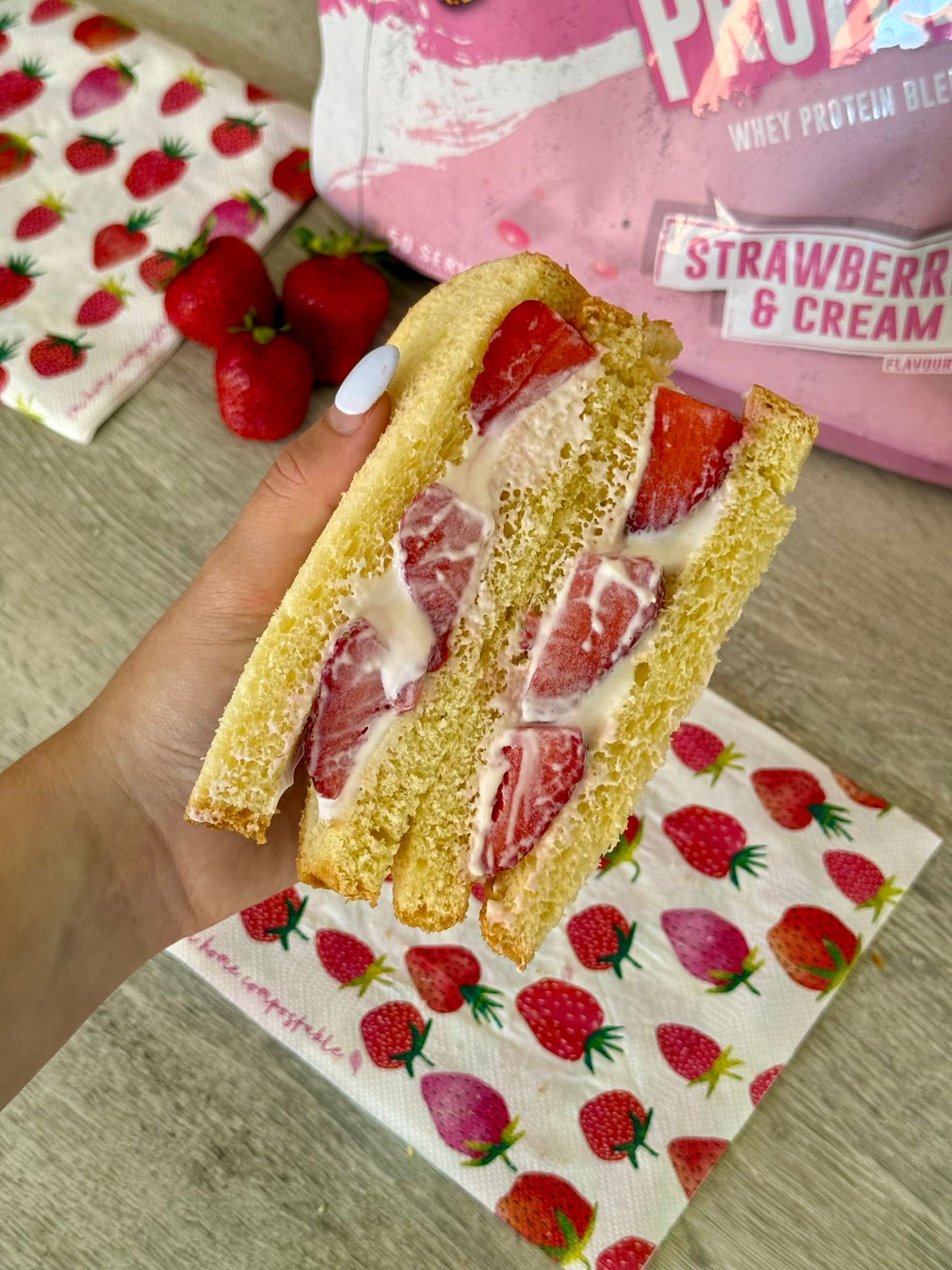 Strawberries and cream sandwich