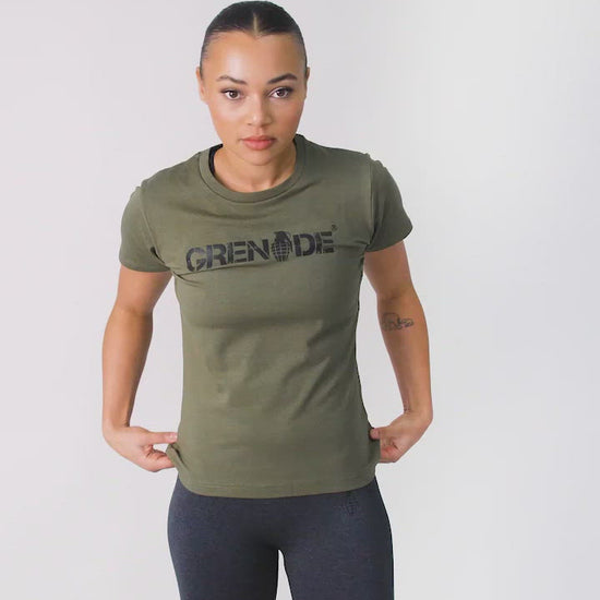 Grenade Womens Core T Shirt Army Green Video