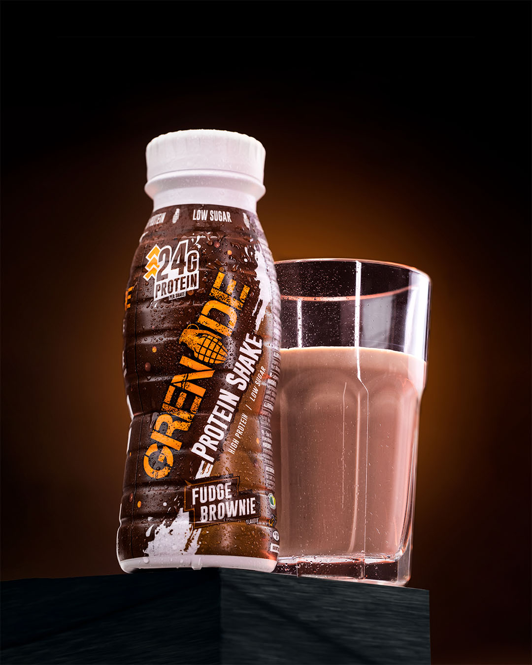 Grenade Brownie Protein Shake in a glass