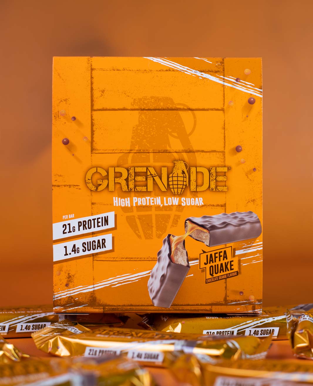 Grenade Jaffa Quake a chocolate orange protein bar