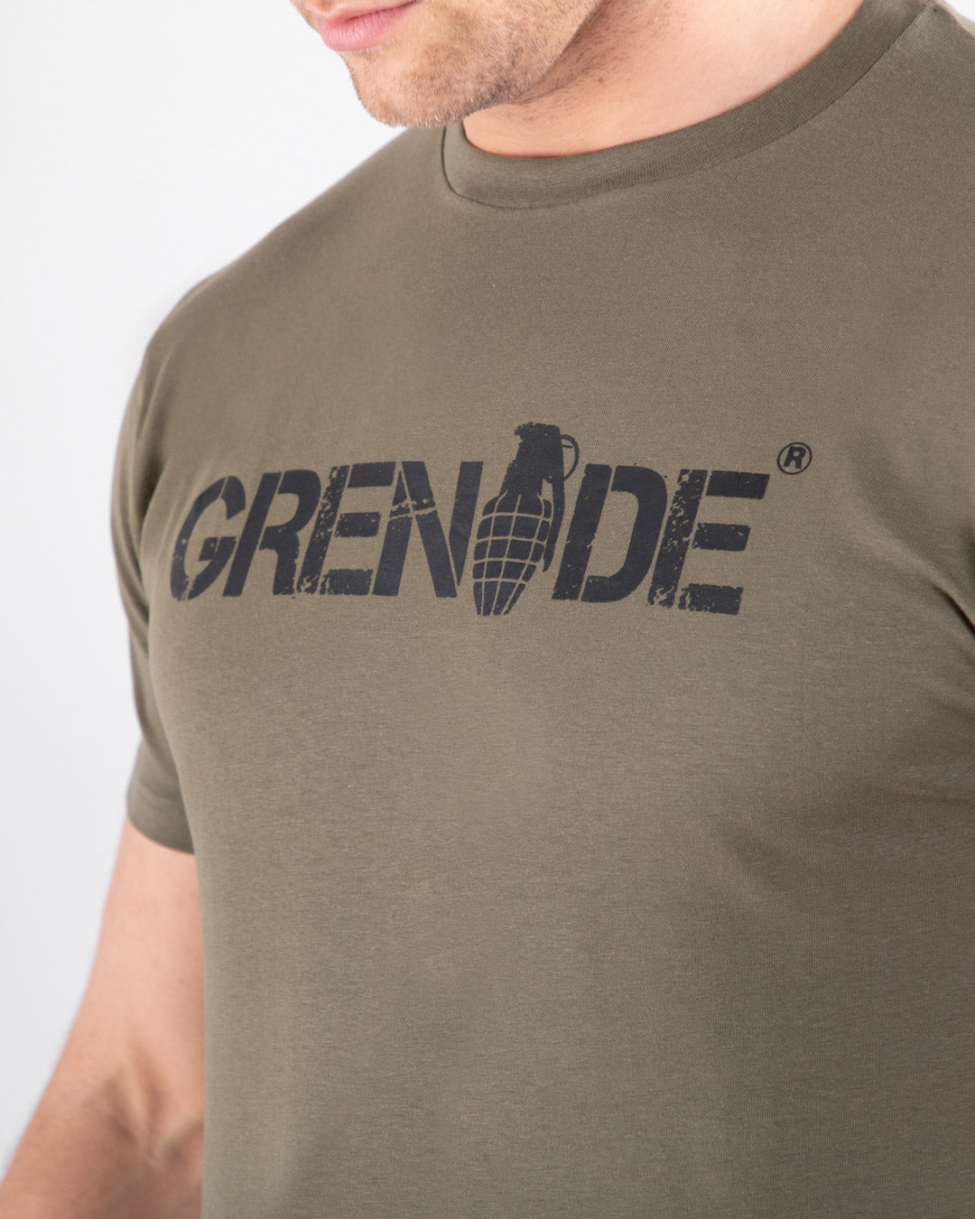 Grenade Mens Core T-Shirt Army Green Close Up