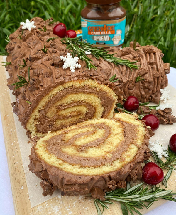 Chocolate Chip Salted Caramel Yule Log Cake