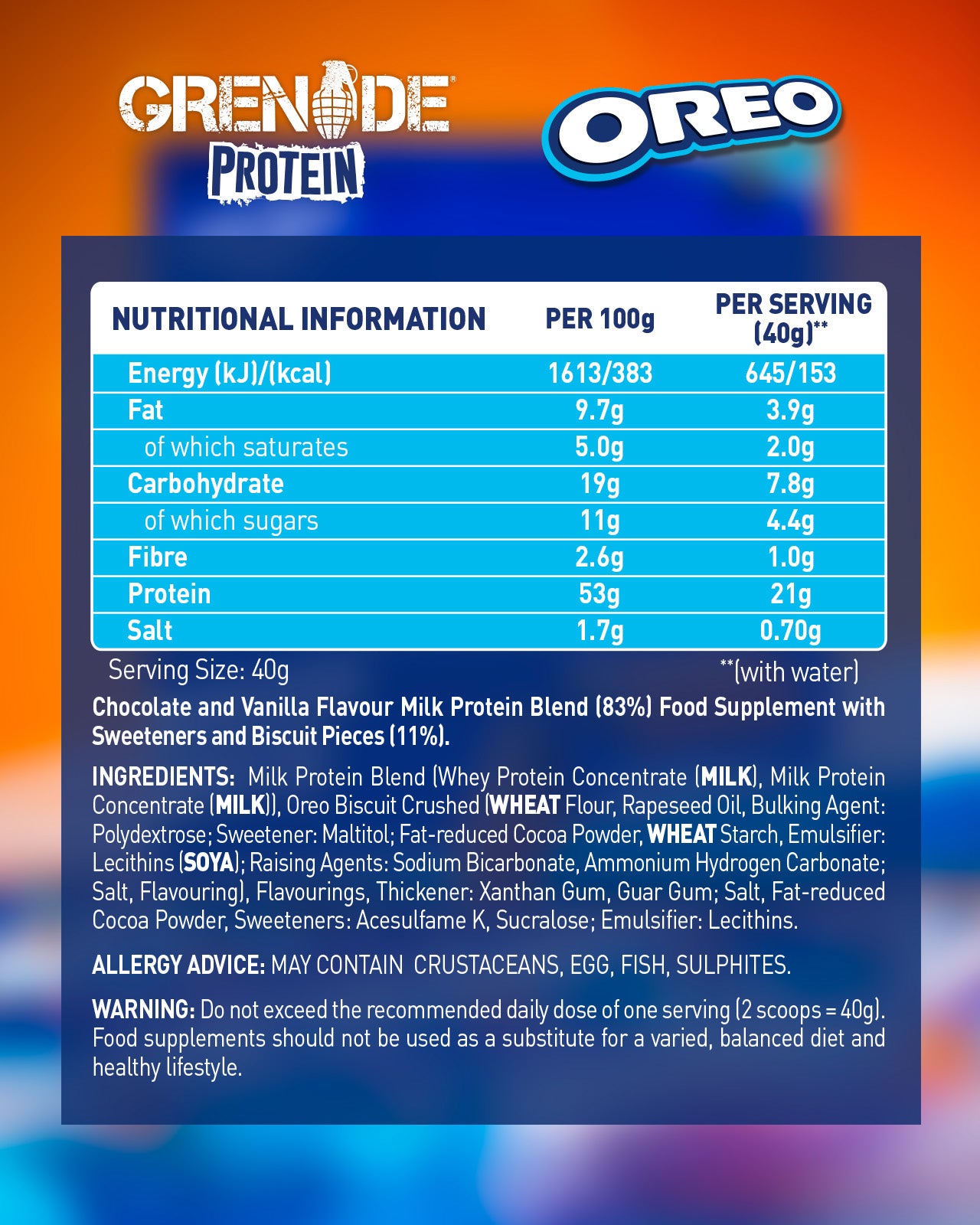 Grenade OREO Protein Powder - 1kg (25 Servings)