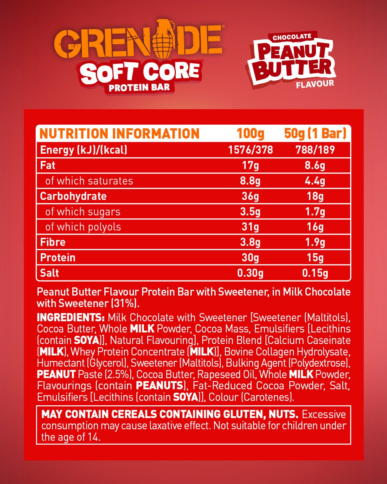 Soft Core Chocolate Peanut Butter Protein Bar
