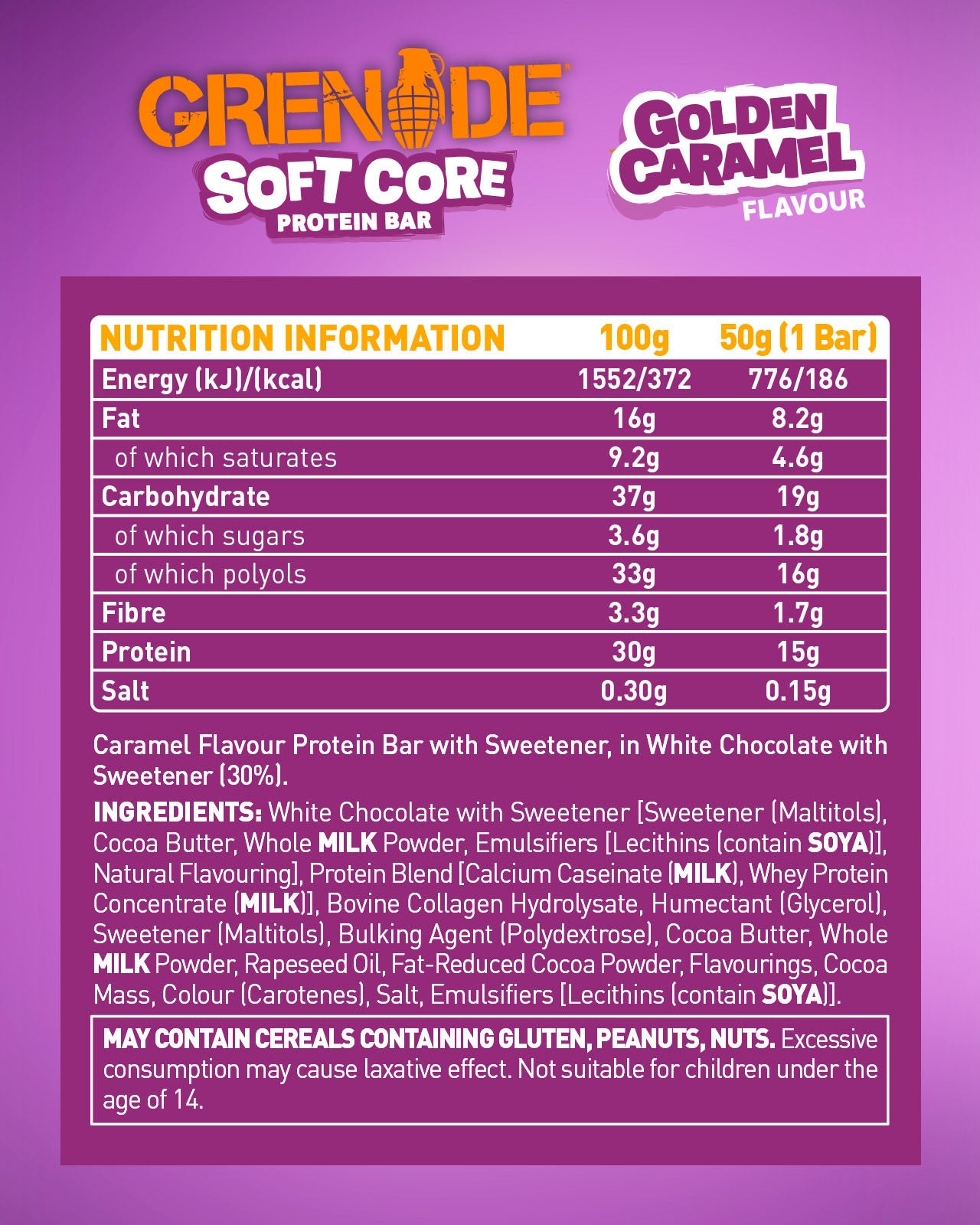 Soft Core Golden Caramel Protein Bar