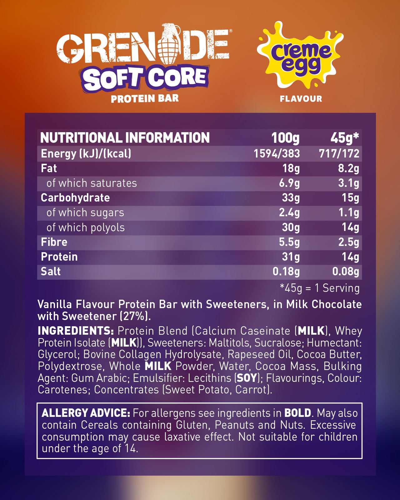 Grenade Soft Core Creme Egg Protein Bar