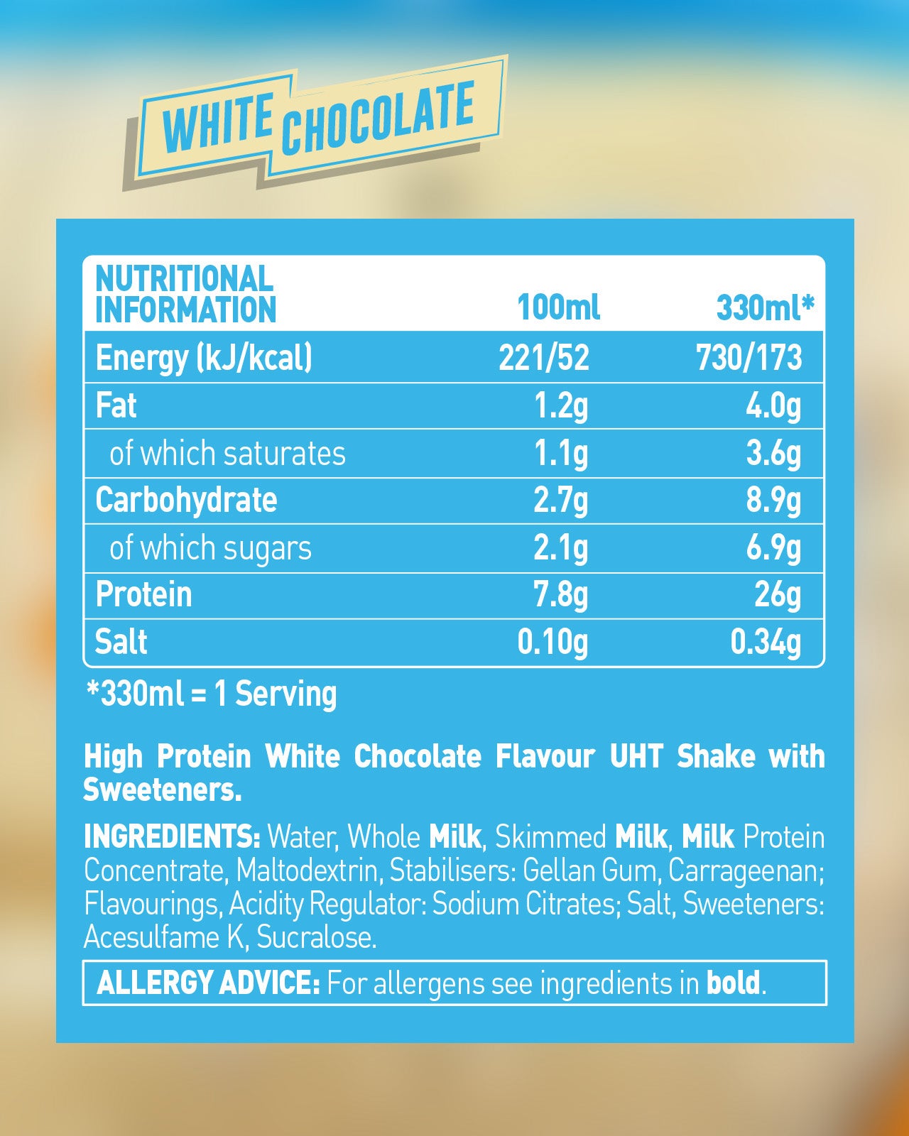 White Chocolate Protein Shake (8 Pack) 330ml