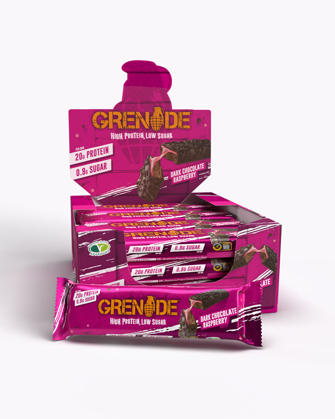 Dark Chocolate Raspberry Protein Bar BBE December Grenade UK