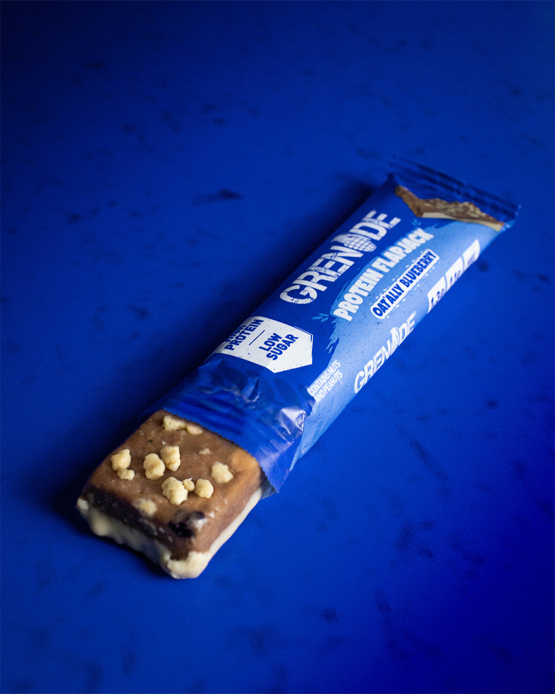 Yoghurt covered blueberry protein flapjack