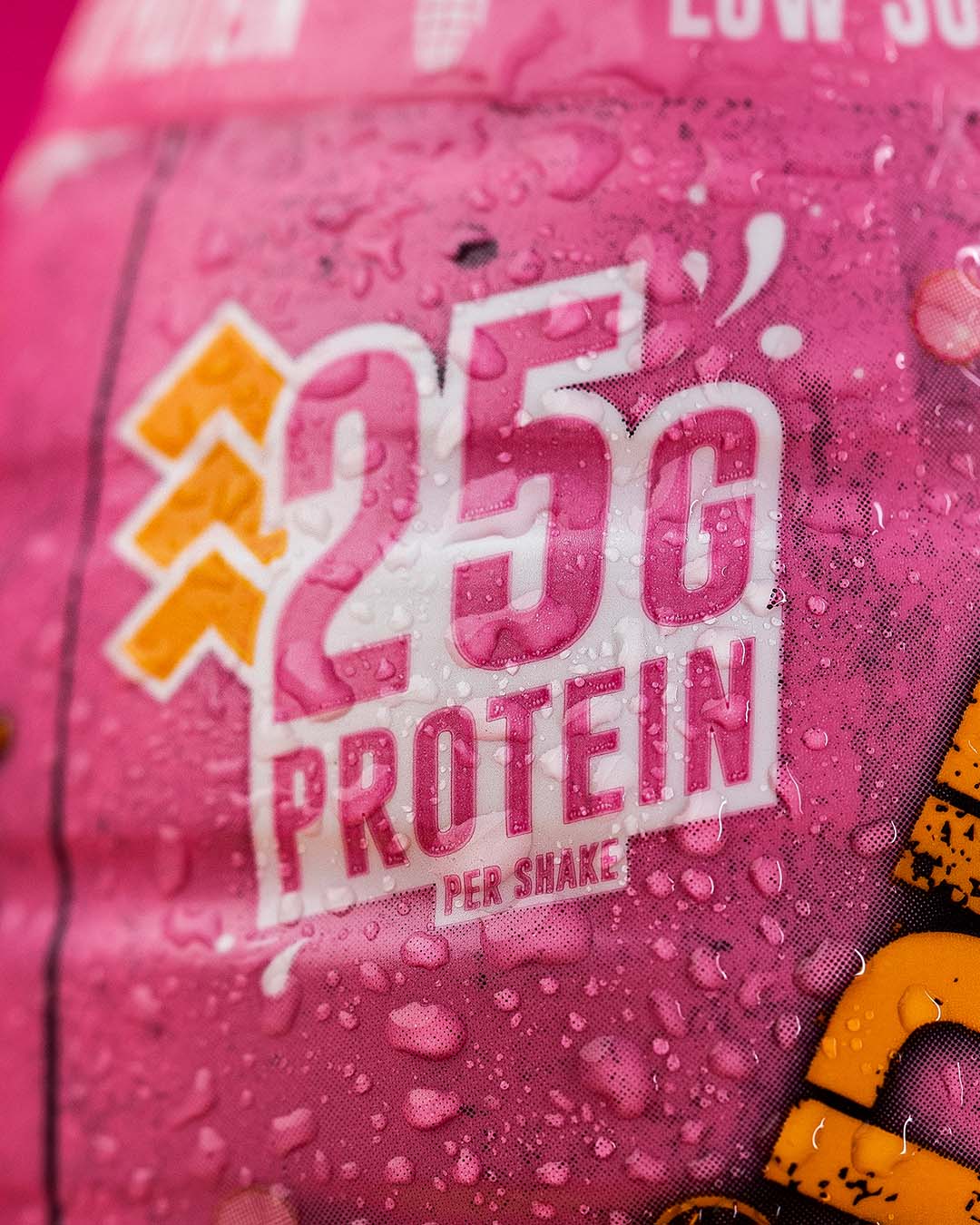 Label text "25g Protein Per Shake"