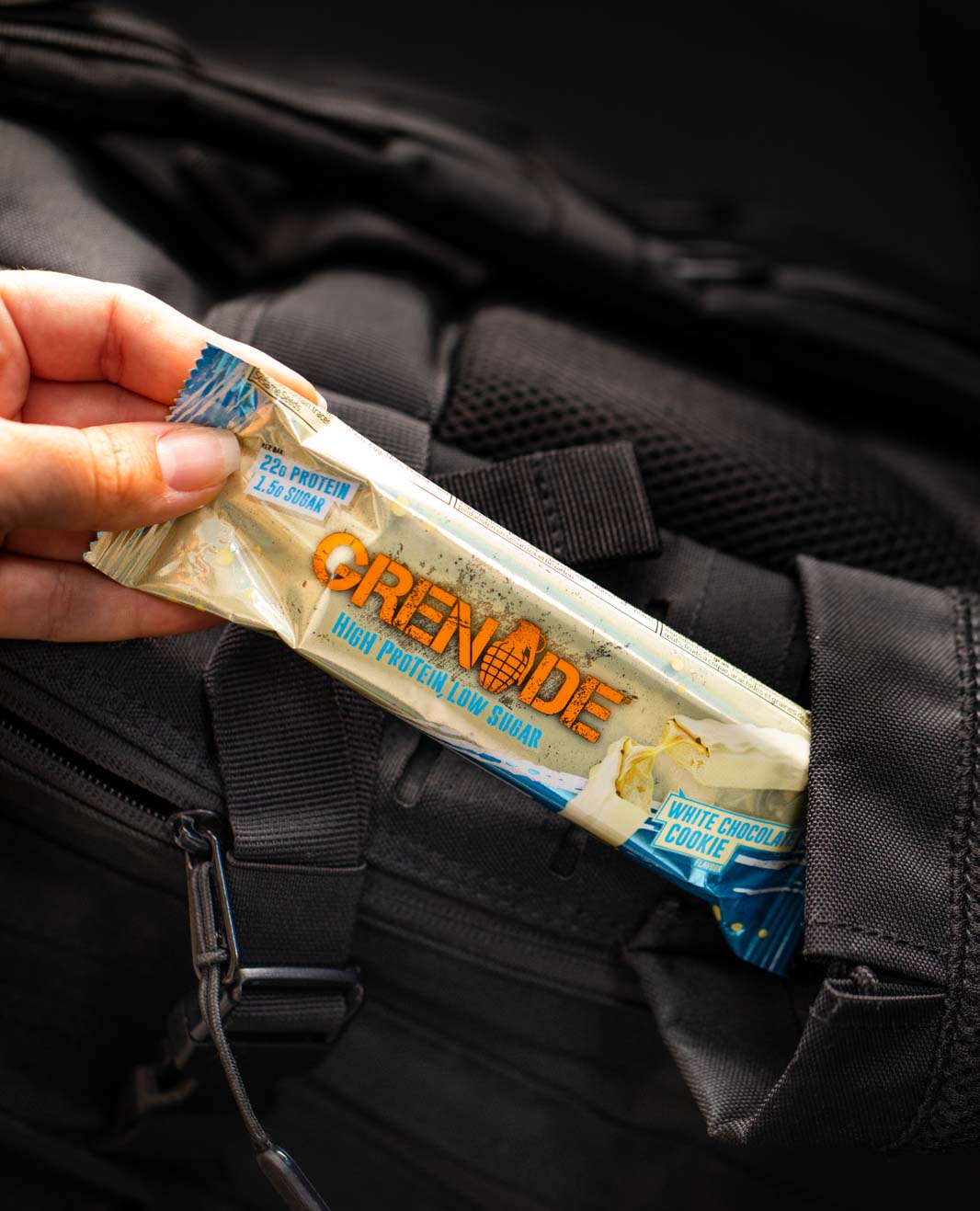 White Chocolate Protein Bar Out Of Bag Lifestyle Shot