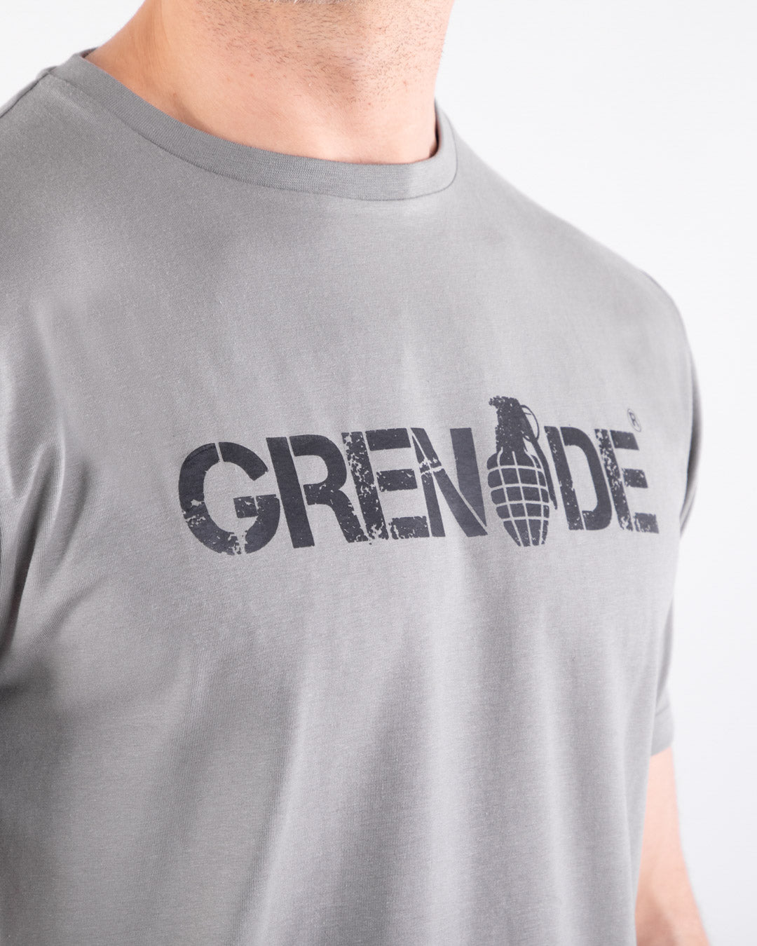 Grenade Mens Core T-Shirt Concrete Grey Close Up