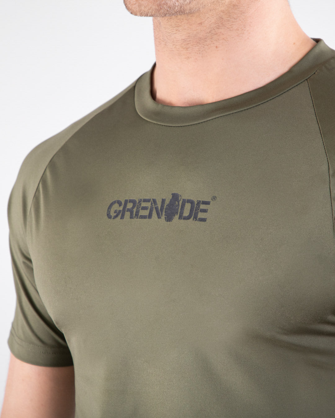 Grenade Mens Recruit T-Shirt Army Green Close Up
