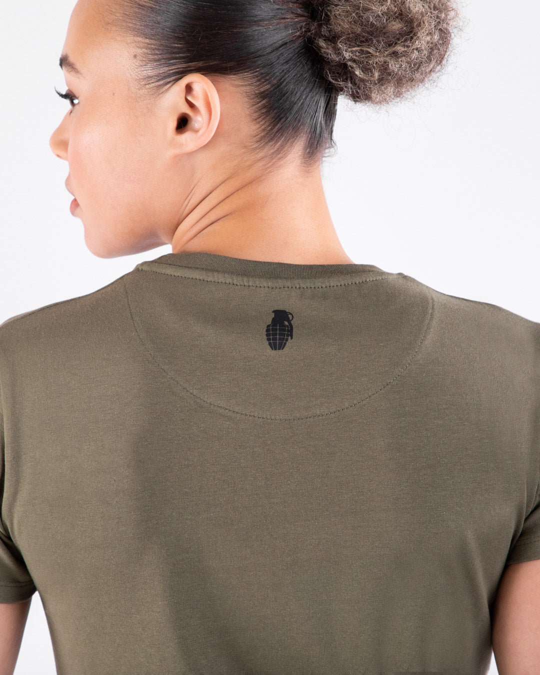 Grenade Womens Core T Shirt Army Green Rear Close Up