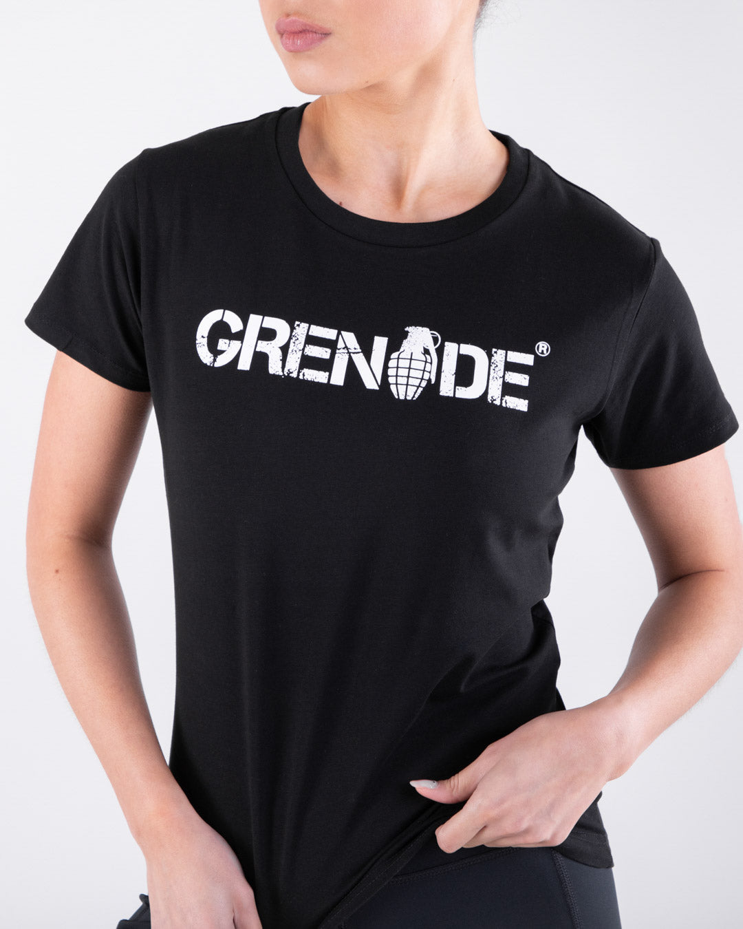 Grenade Womens Core T Shirt Black Close Up Front 