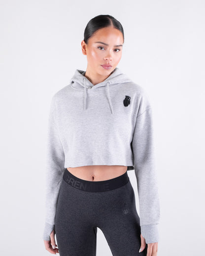 Grenade Womens Cropped Hoodie in Grey