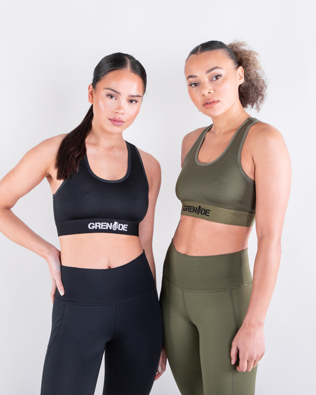Grenade Womens Sports Bra - Recruit Army Green And Black