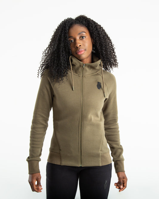 Women's Zip Up Hoodie - Khaki