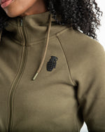 Women's Zip Up Hoodie - Khaki