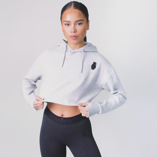 Grenade Womens Cropped Hoodie in Grey Video