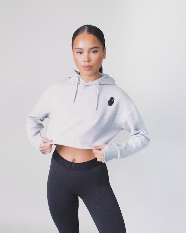 Grenade Womens Cropped Hoodie in Grey Video